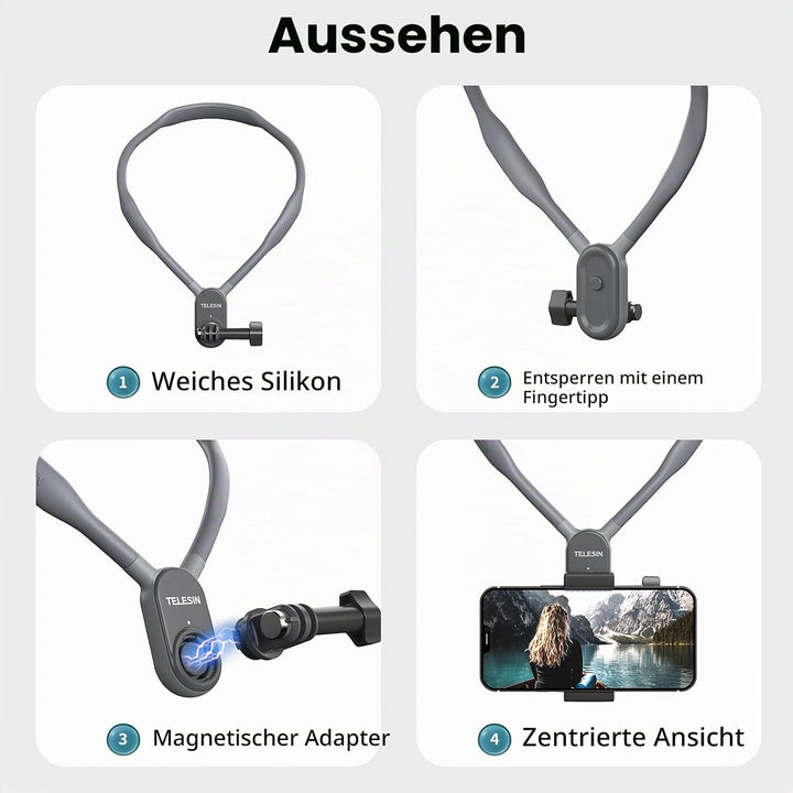 TELESIN POV/VLOG Action-Kamera Hals Halterung Mount mit magnetischen Design, Multi-Winkel einstellba