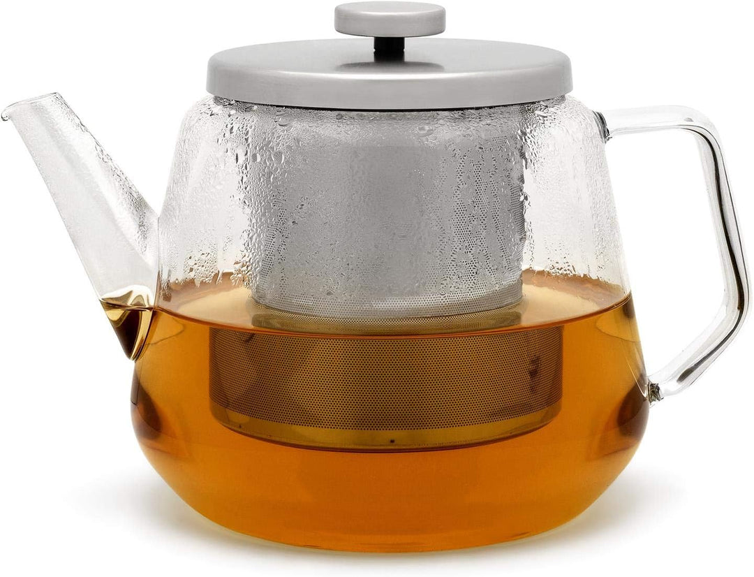 Bredemeijer grosse gläserne einwandige Teekanne 1.5 Liter Set mit Edelstahl Teewärmer - zur Aufberei