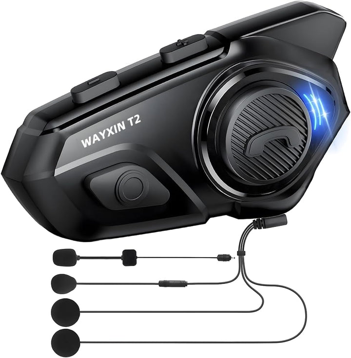 WAYXIN T2 Motorrad Headset mit Gegensprechanlage,Helm Kommunikationssystem für 2 Personen in Reichwe