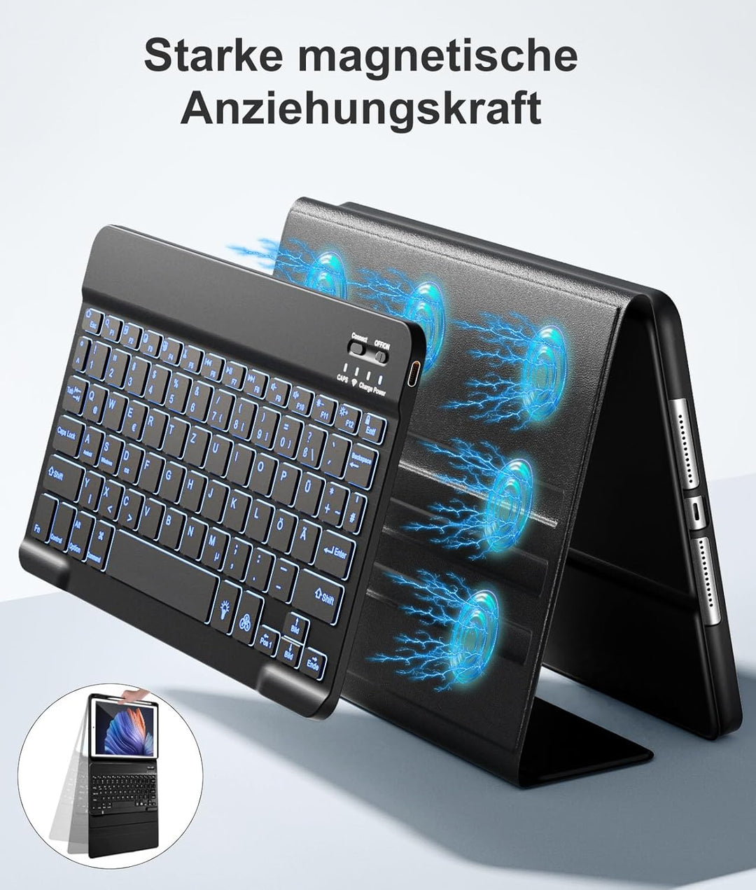 Vobafe Hülle mit Tastatur Kompatibel für iPad 9./ 8. /7. Generation 10.2 Zoll mit Stifthalter, Magne