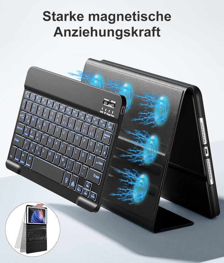 Vobafe Hülle mit Tastatur Kompatibel für iPad 9./ 8. /7. Generation 10.2 Zoll mit Stifthalter, Magne