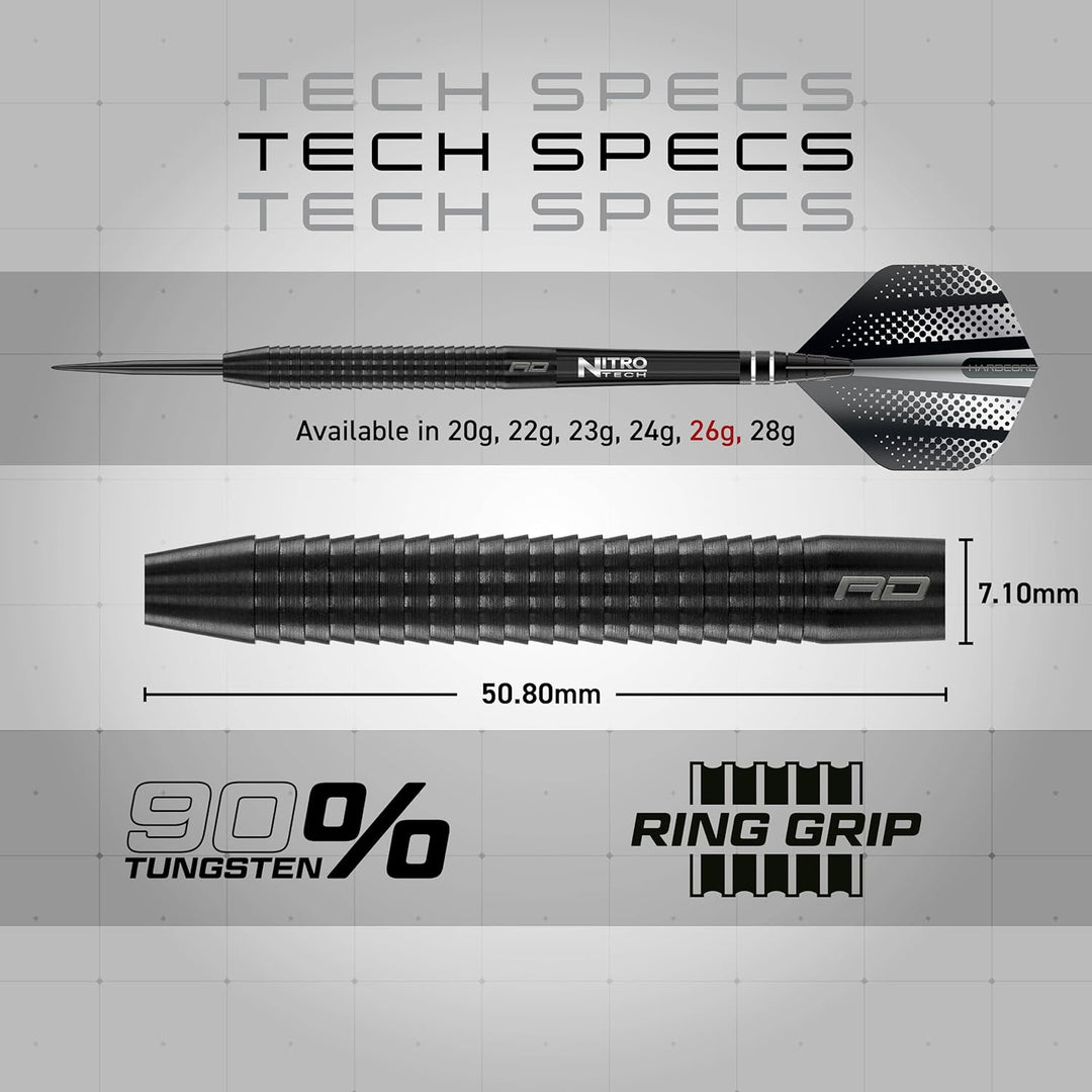RED DRAGON Razor Edge Series Dartpfeile Tungsten Profi Steel Darts mit Flights und Schäfte 26 g 1, 2