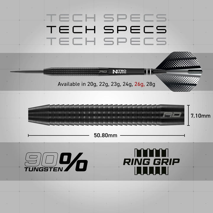RED DRAGON Razor Edge Series Dartpfeile Tungsten Profi Steel Darts mit Flights und Schäfte 26 g 1, 2