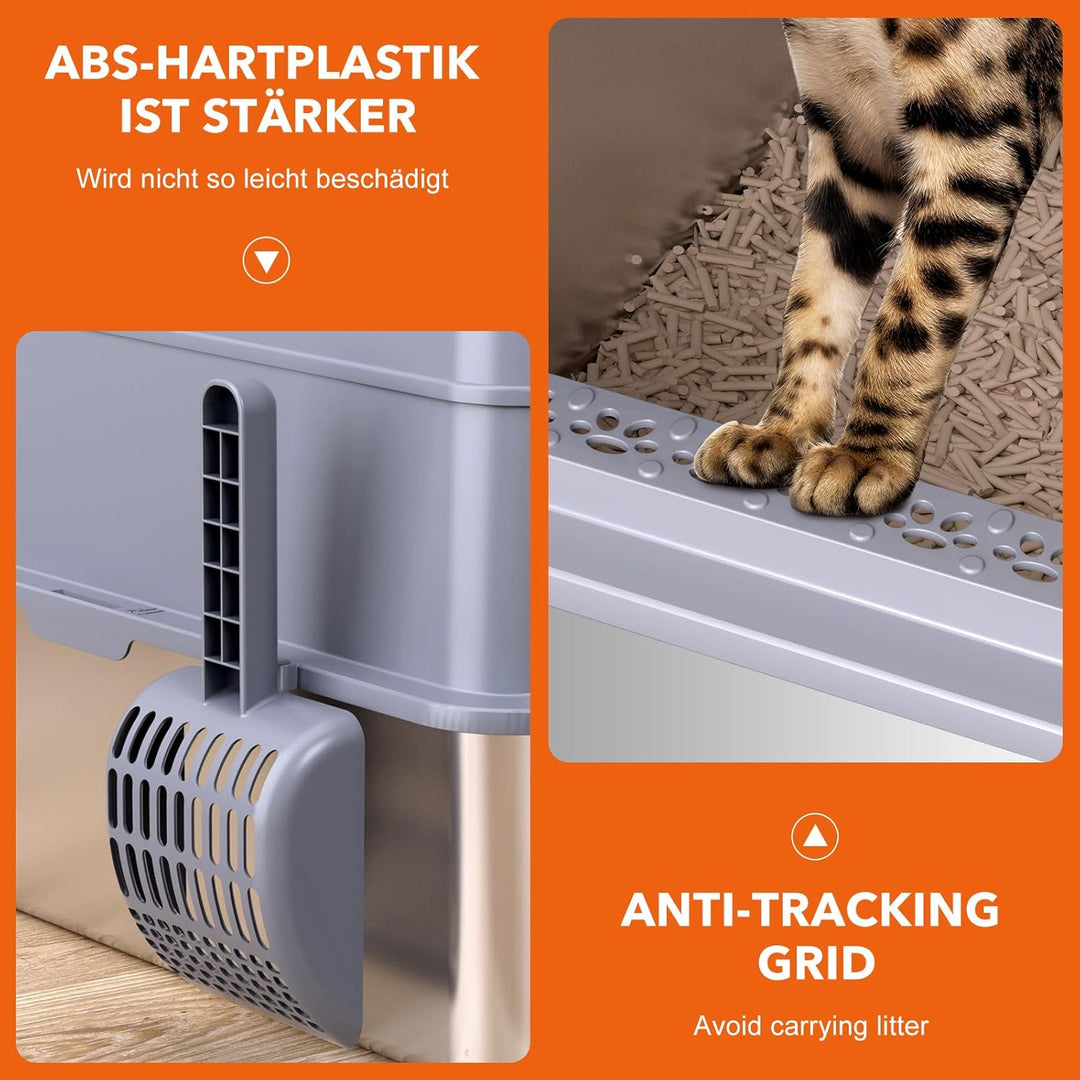 XXXL Katzenklo Edelstahl mit Deckel 70x50x45 cm 90 L extra gross Katzentoilette Edelstahl für grosse