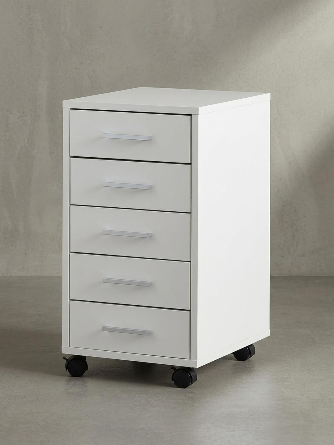 Schubladenschrank ITTER Holz: 5 Schubladen, Rollen, melaminharzbeschichtet - KADIMA DESIGN. Farbe: W