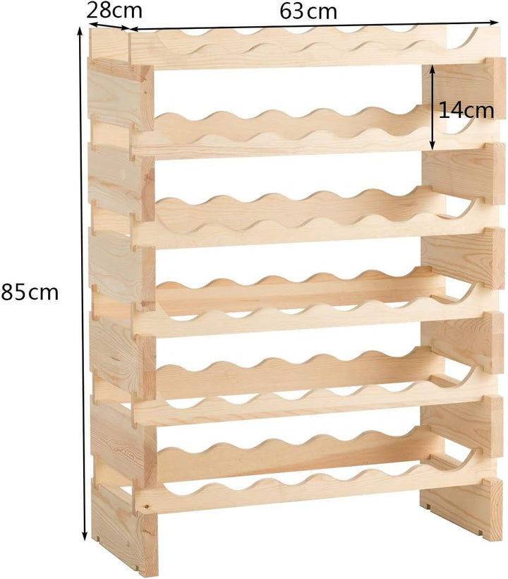 COSTWAY Weinregal Holz, Stapelbares Weinständer Flaschenregal 6 Höhe zur Auswahl, Holzregal stabil,