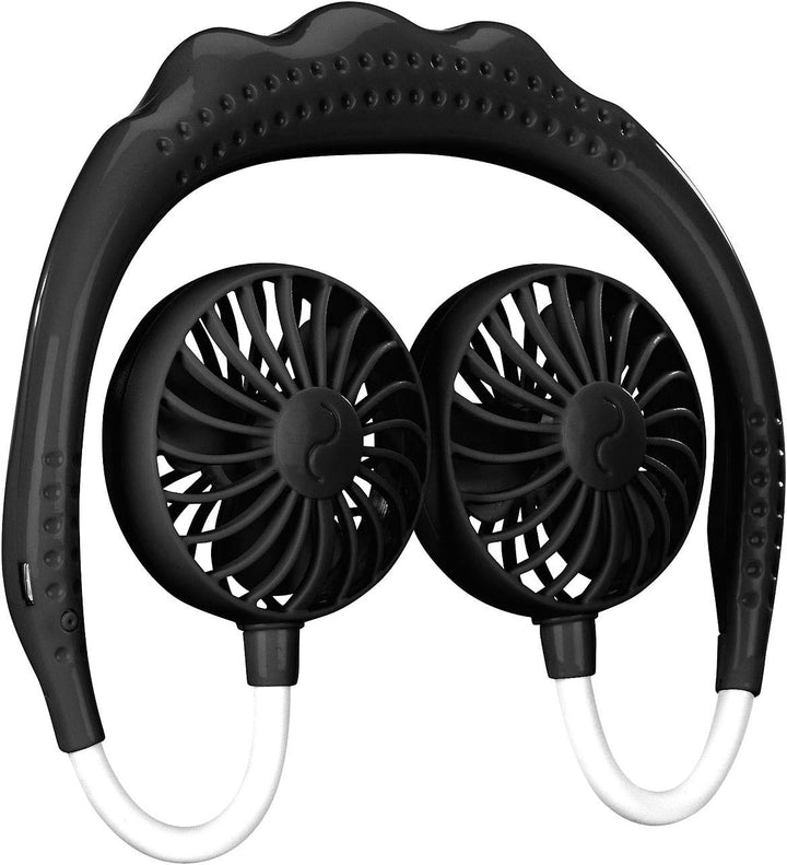 infactory Ventilator zum Umhängen: Mobiler Akku-Doppelventilator zum Umhängen, 3 Geschwindigkeitsstu