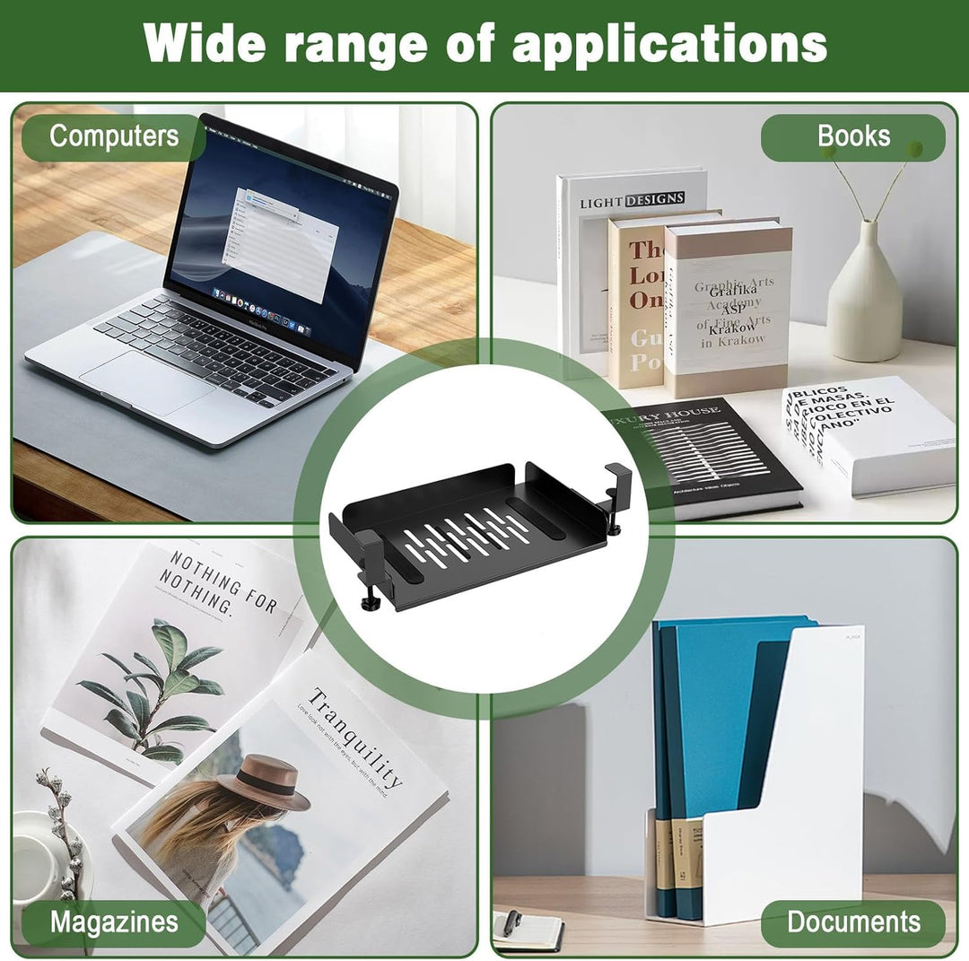 CAUTIOUS Schreibtisch-Organizer, Aufhängbarer Laptop Organizer, Metall Laptop-Halterung, Untertisch-