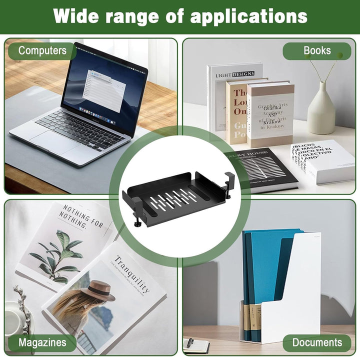 CAUTIOUS Schreibtisch-Organizer, Aufhängbarer Laptop Organizer, Metall Laptop-Halterung, Untertisch-