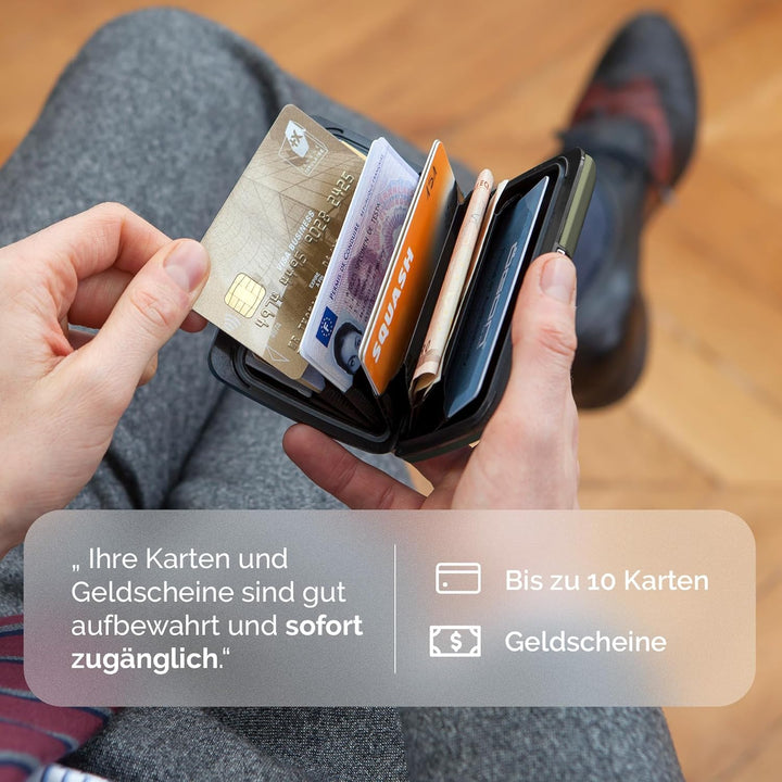 OGON Aluminium Geldbörse Smart Case V2 - Einfache Lagerung - Metallverschluss - Kartenetui mit RFID-