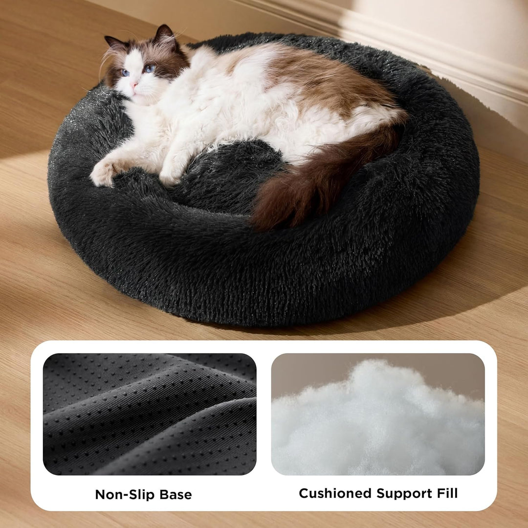 BEDSURE Katzenbett waschbar Flauschiges Hundebett - Ø 50 cm Rund Kissen, Katzenschlafplatz für Katze
