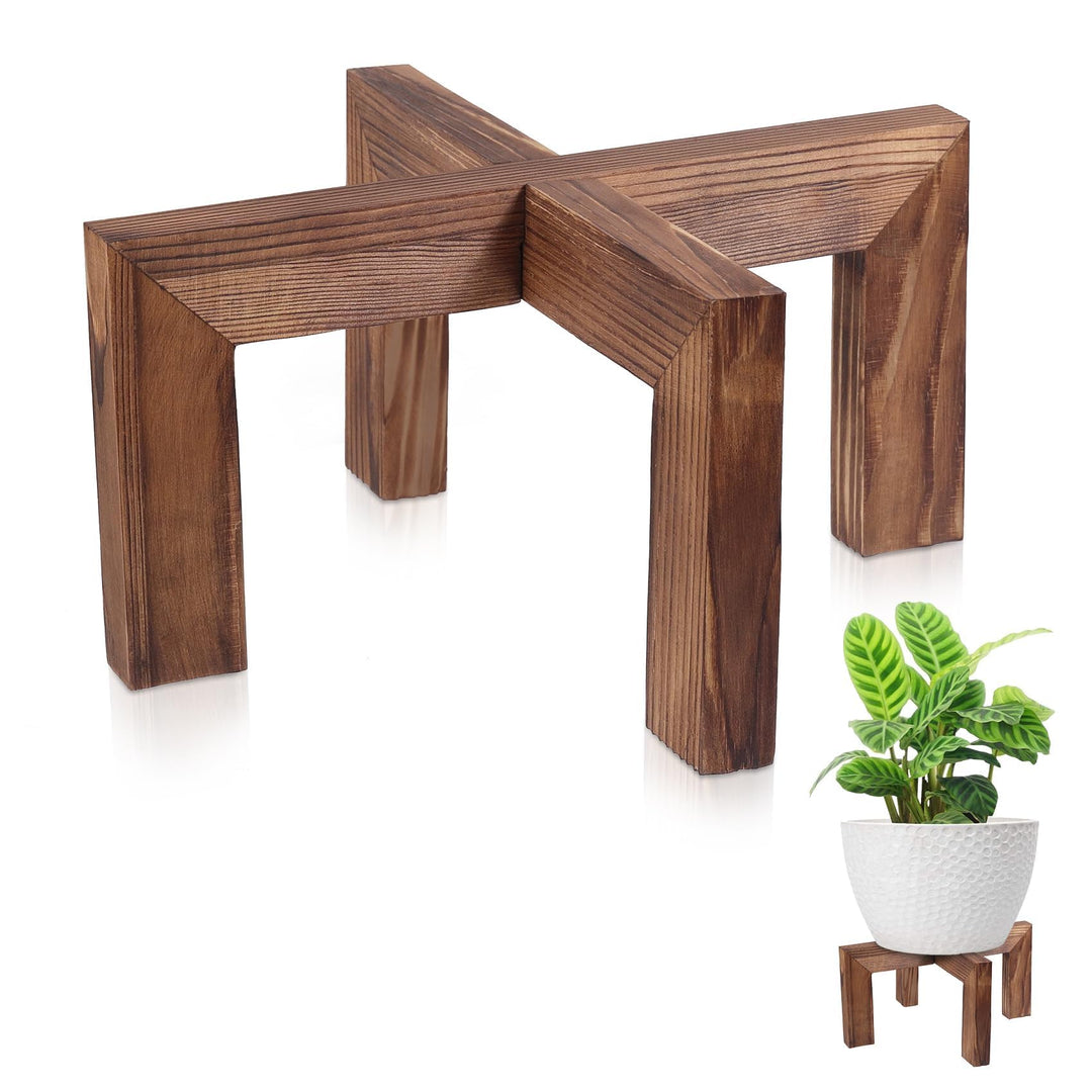 Pflanzenständer, Pflanzenhalter für drinnen und draussen aus Holz, Einzelner Blumentopfständer, Stab