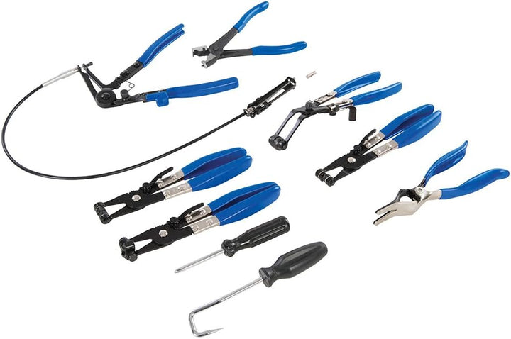 Silverline 984748 Schlauchschellen- und -klemmenzangen, Blau, 18–54 mm, 9- Teilig Satz Zangenset, Za