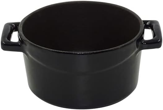 Pentole Agnelli COGHSRP10410S Auflauf mit Griffen und Deckel, Gusseisen, glänzend schwarz, 0,35 l Sc