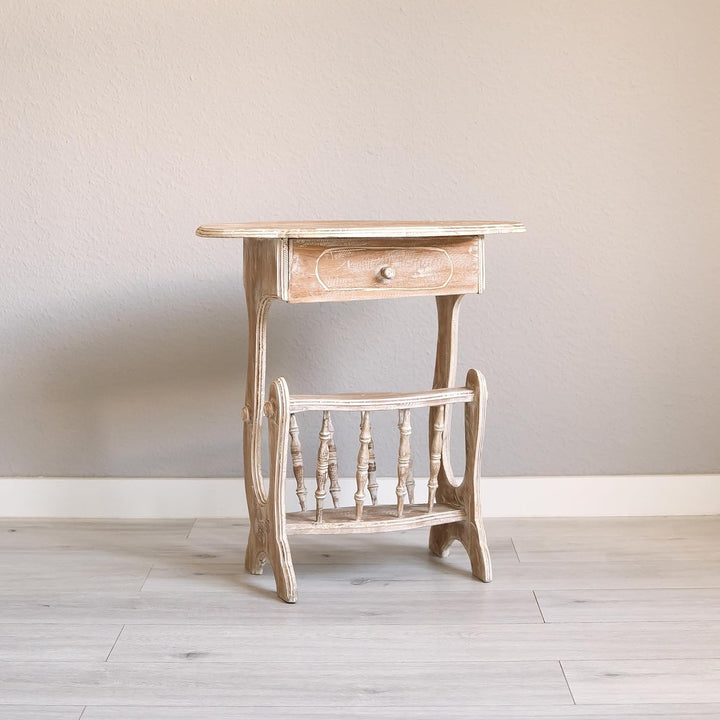 livasia Teakholz Tisch, Telefonschränkchen, Holzmöbel, Landhausstil