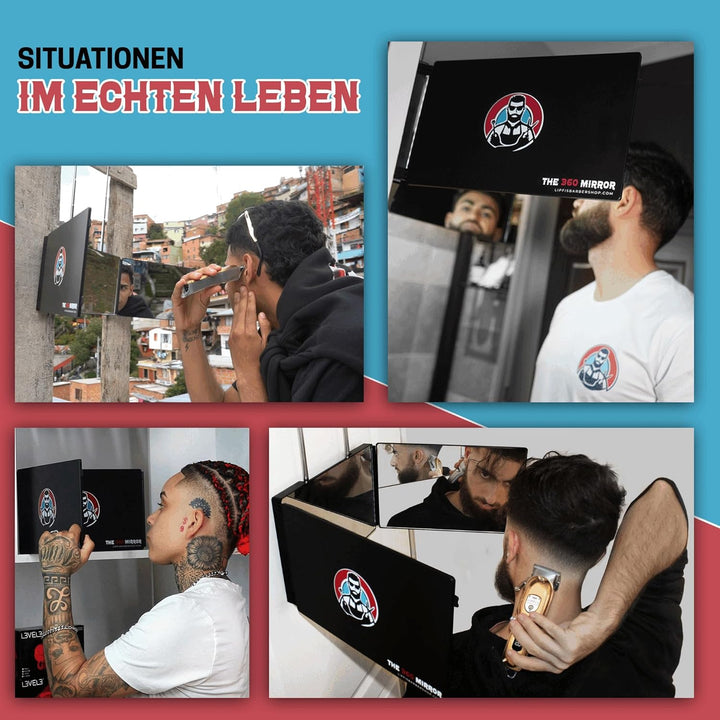 LIPFISBARBERSHOP.COM 360 Grad-Spiegel - Verstellbare Teleskophaken - Selbsthaarschneidespiegel für M