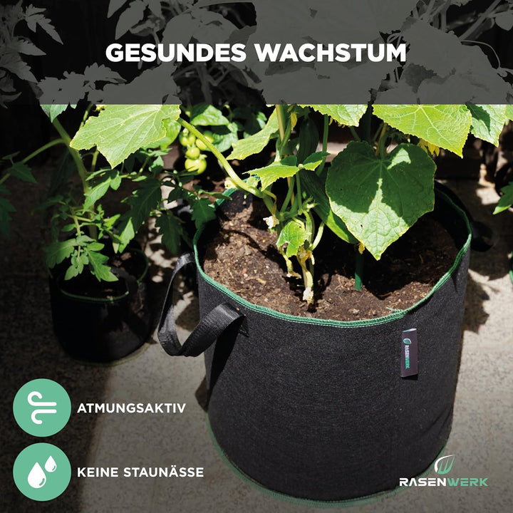 60 Liter Pflanztasche aus Vliesstoff - Pflanzsack für Garten, Gewächshaus &amp; Balkon - Pflanzbeutel fü