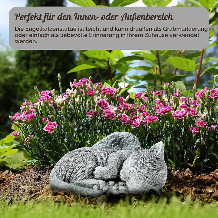 Pure Garden Gedenkstein für Katzen, friedliches schlafendes Kätzchen, Engelsstatue für Garten, Geden