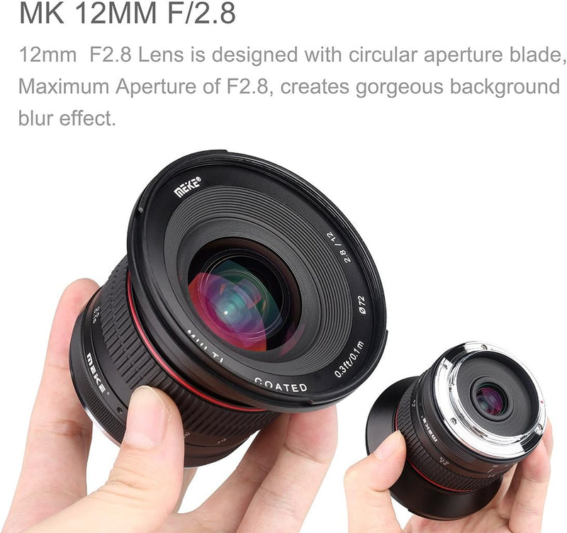 Meike MK 12mm F/2.8 Ultra-Weitwinkelobjektiv Weitwinkel-Manueller objektiv Fokus für Micro 4/3 (Olym