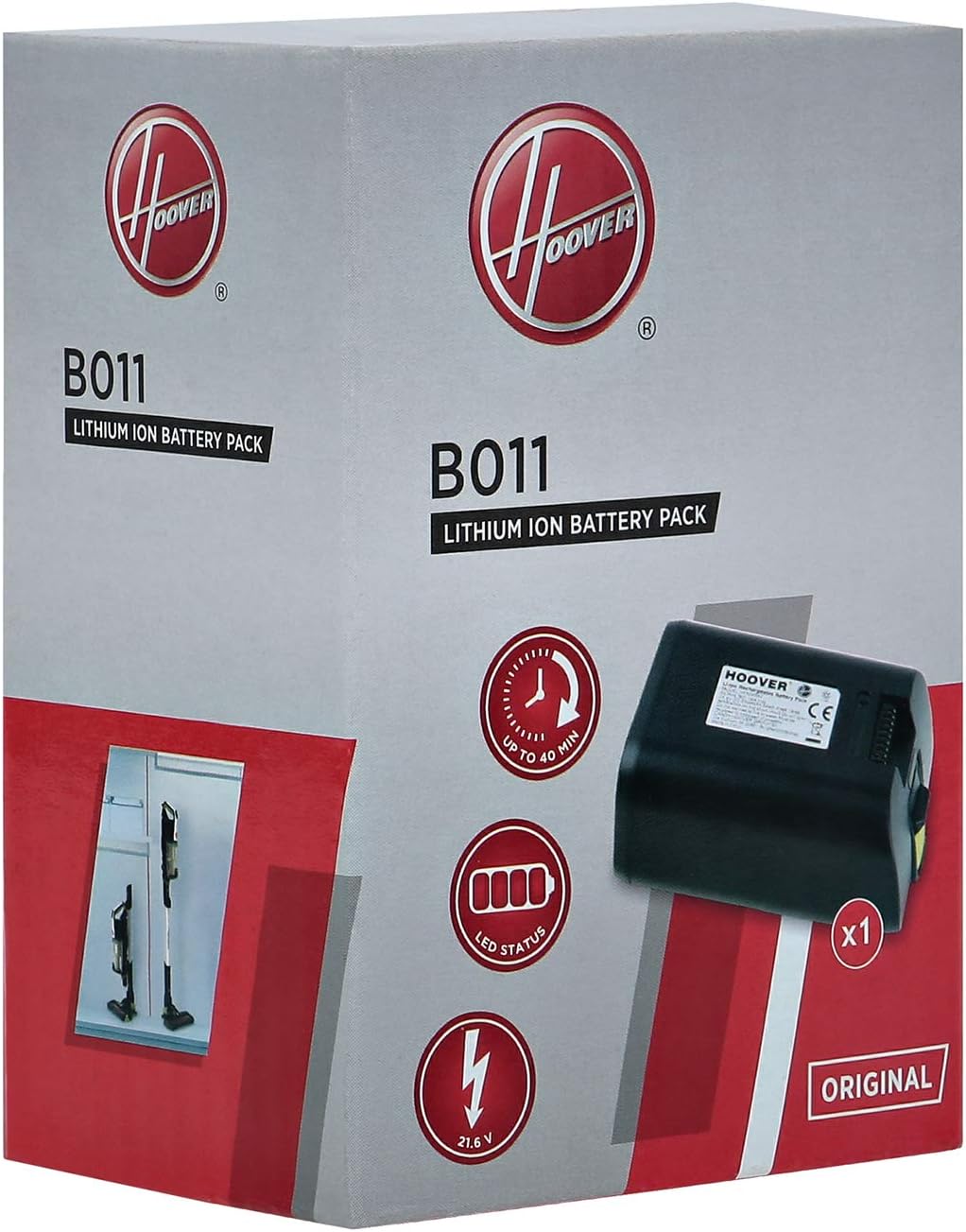 Hoover B011 Lithium-Akku für Staubsauger, wiederaufladbar, 21,6 V, schwarz, Original, für Staubsauge
