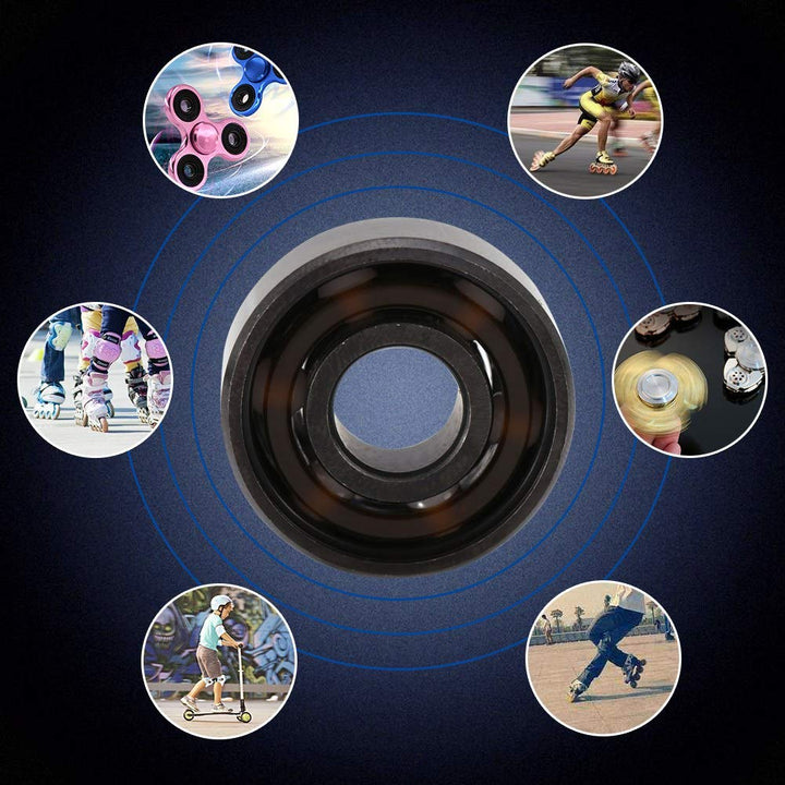 SALUTUYA 16pcs / Set Inline-Rollschuh, Hochgeschwindigkeits-608-Lager Einseitige Schild-Keramikkugel