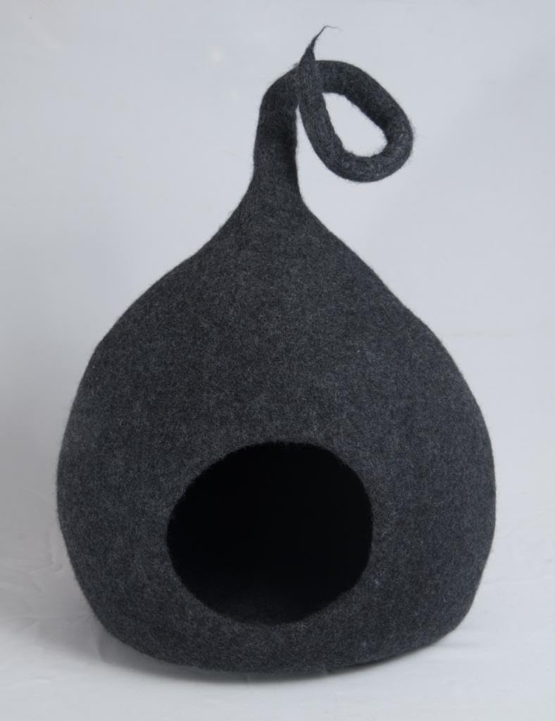 Grült Felt Cat House, Cat Bed, Kitty House, Cuddly Cat Cave, from Sheep's Wool, Handfelted in Nepal,