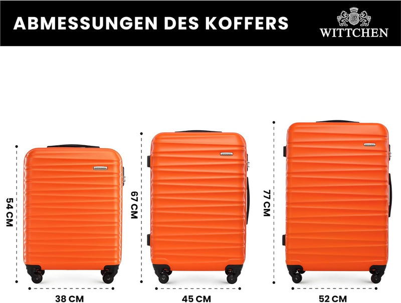 WITTCHEN Reisekoffer 3er Koffer-Set Rollkoffer Trolley Handgepäck Hartschale aus ABS mit 4 Spinner-R