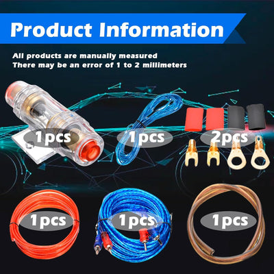 SPORWAY Endstufe Kabel Set: 10GA Kfz Verstärker Kabelsatz, Anschluss Set Auto Verstärker Kabel Set,