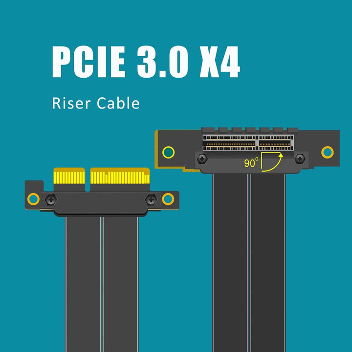 GLOTRENDS 60mm PCIe 3.0 X4 Riser Kabel für M.2, WiFi, Firewire, USB, Soundkarten, etc 60mm 0 bis 90