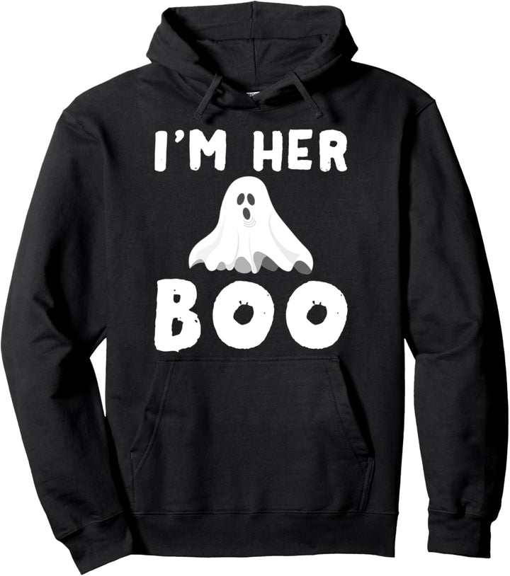 I'm His or Her Boo Couples Halloween Costume Ghost Pullover Hoodie