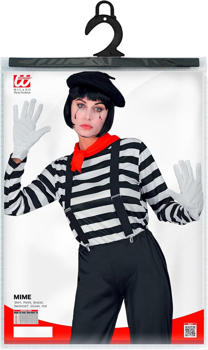 W WIDMANN MILANO Party Fashion - Kostüm Pantomime für Damen, Komplett-Outfit für Verkleidung an Karn