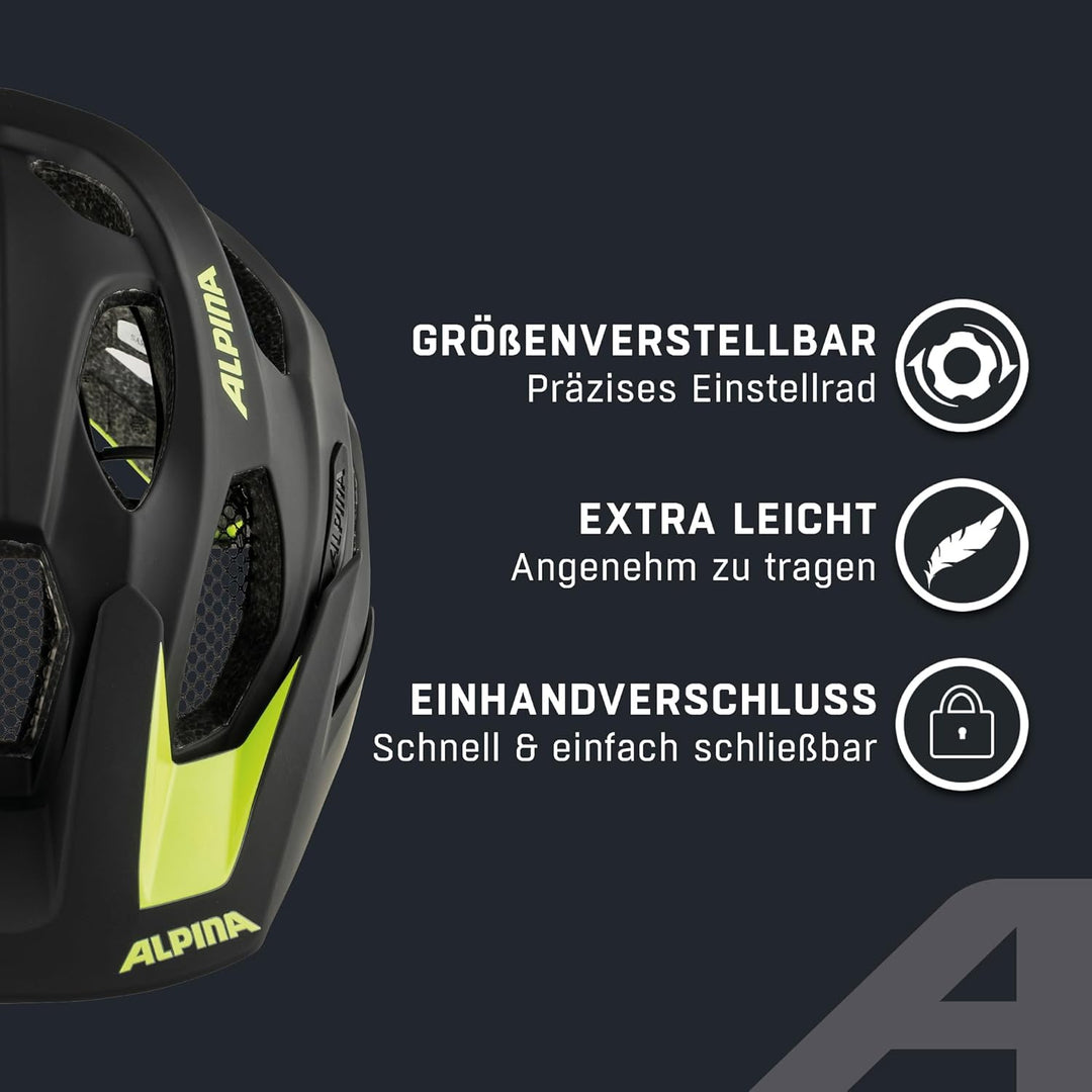 ALPINA Unisex - Erwachsene, CARAPAX 2.0 Fahrradhelm, black-red, 52-57 cm black-neon yellow matt 52-5