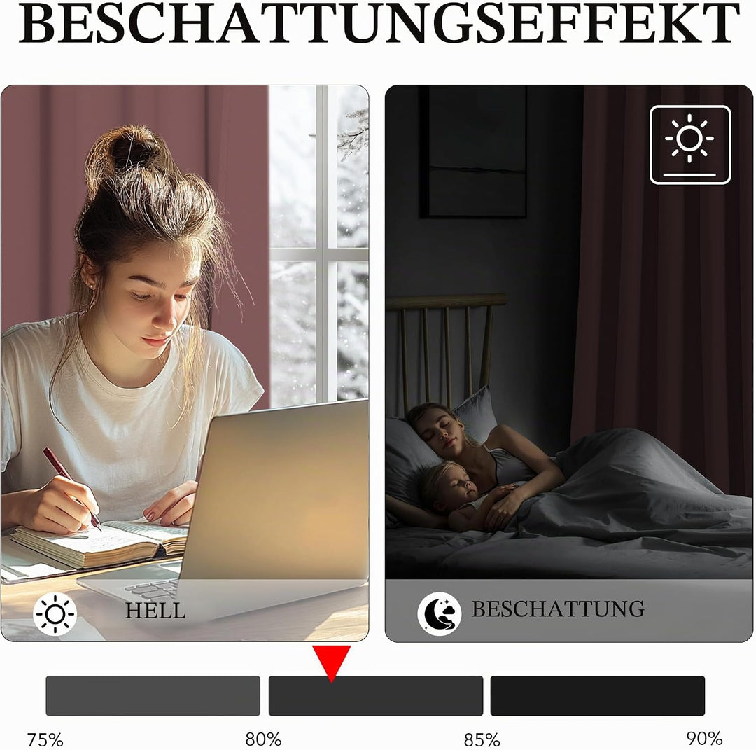 KGORGE Scheibengardinen Küche Modern Verdunklungsvorhänge Kurz | Altrosa,H120 x B90 cm,Bistrogardine