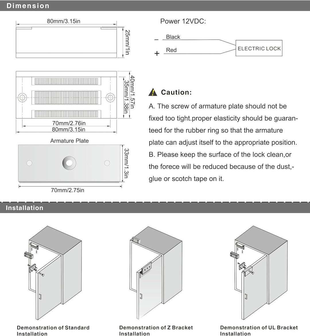 UHPPOTE 60 Kilogramm 100 Lbs Holding Force Elektromagnetische magnetische elektrische Sperre ein Tei
