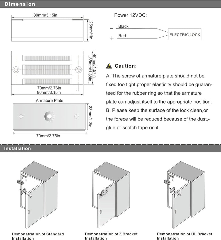 UHPPOTE 60 Kilogramm 100 Lbs Holding Force Elektromagnetische magnetische elektrische Sperre ein Tei