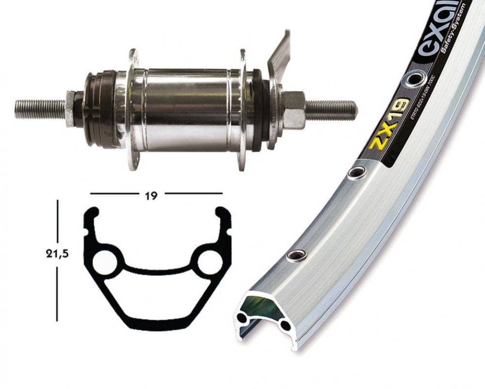 Bike-Parts 28? Hinterrad Exal ZX 19 + Shimano Rücktrittbrems-Nabe silber 1size, silber 1size