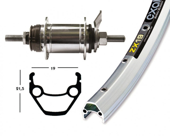 Bike-Parts 28? Hinterrad Exal ZX 19 + Shimano Rücktrittbrems-Nabe silber 1size, silber 1size