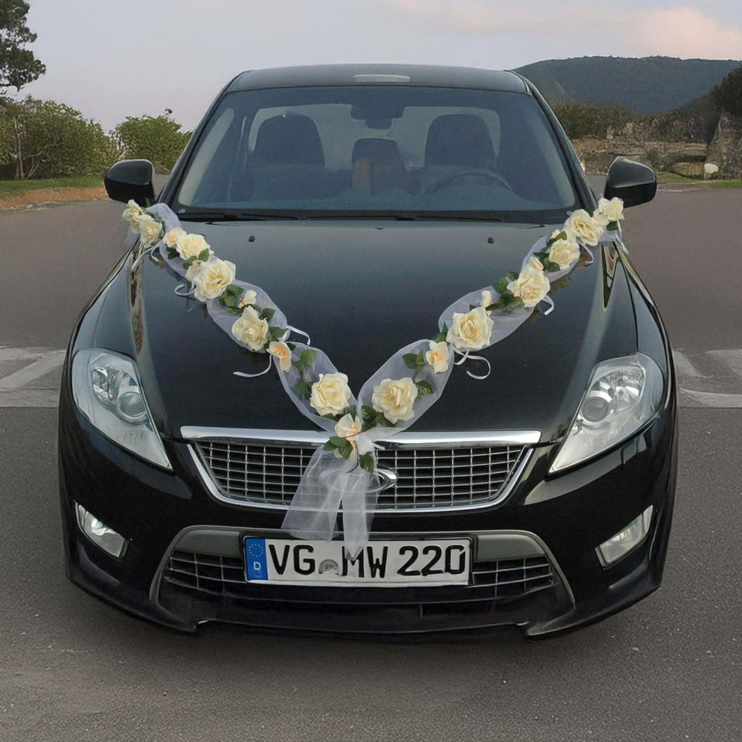 Rosen Girlande Braut Paar Rose Deko Dekoration Autoschmuck Hochzeit Car Auto Wedding ®Auto-schmuck D