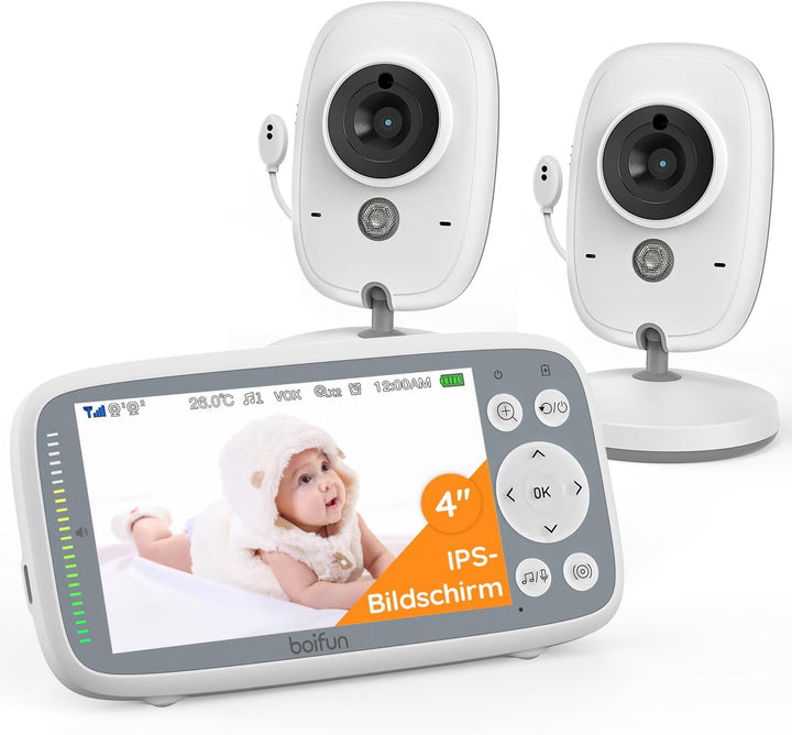 BOIFUN Babyphone mit 2 Kameras, VOX Nachtsicht Babyfon, Temperaturüberwachung, Gegensprechfunktion V