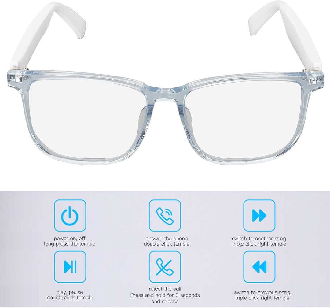 ASHATA Bluetooth-Brille, wasserdichte IP65-Sonnenbrille, Kabellose Musikbrille mit Elektronischer To