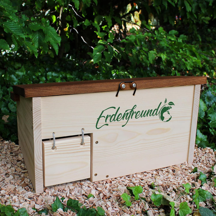 Erdenfreund® Igelhaus mit Rattenklappe, Sicherheitsverschluss & Labyrintheingang gegen Fressfeinde I