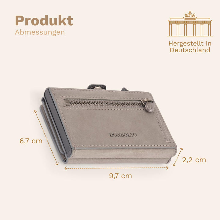 DONBOLSO Wallet Flip - Slim Wallet mit Flipcase - Leder Geldbeutel mit RFID Schutz - Schmale Geldbör