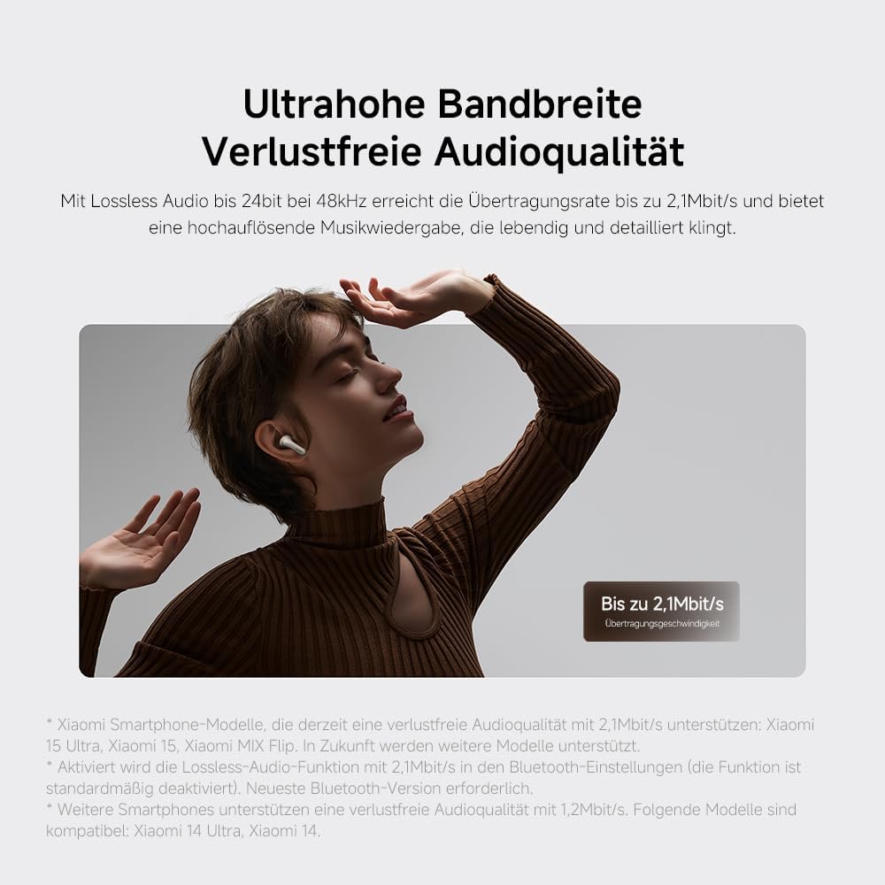 XIAOMI Buds 5 Pro Bluetooth - 11mm HiFi-Dreifach-Treiber, 55db ANC Active Noise Cancellation und 15m