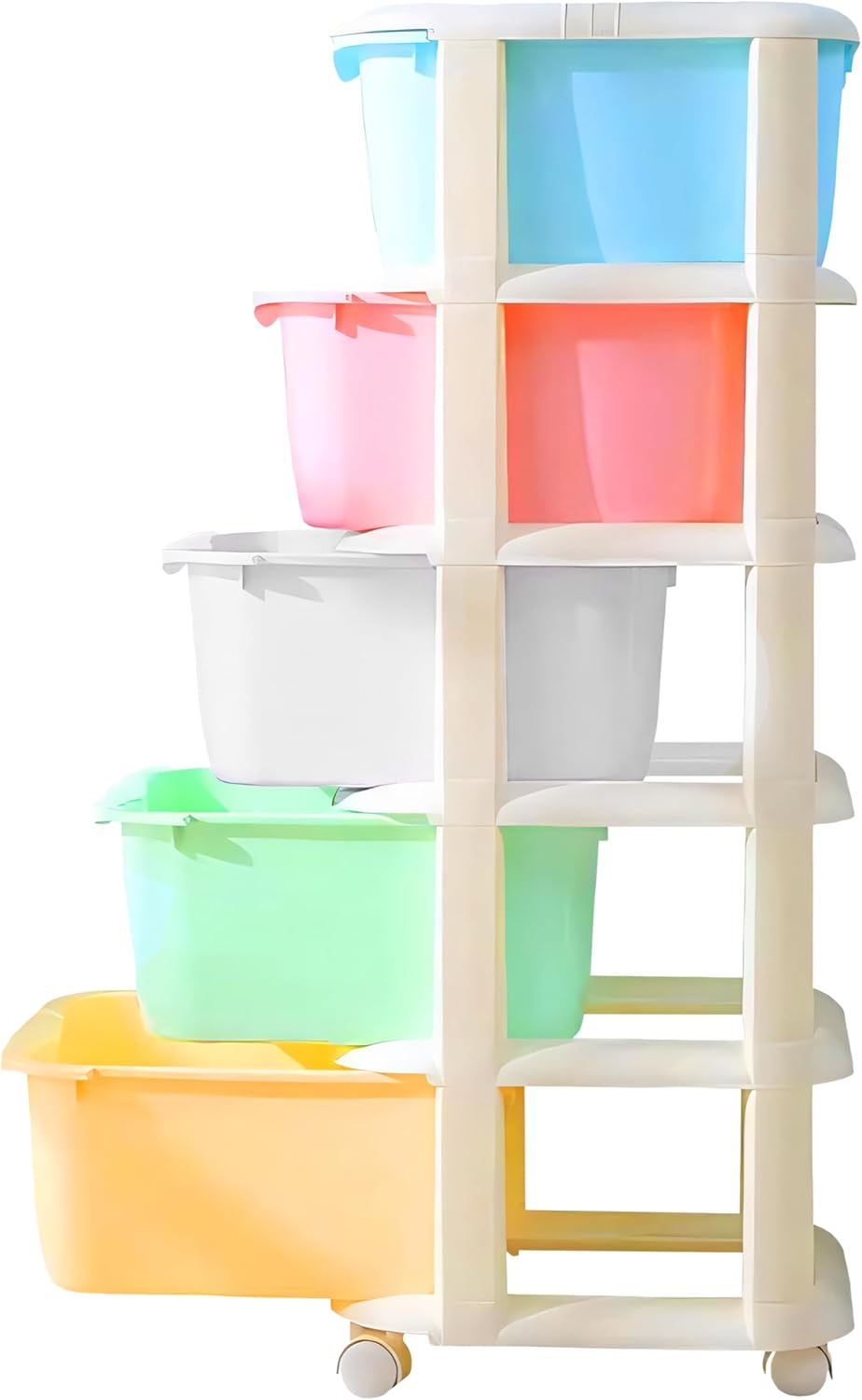 Retoo Kinderregal Spielzeug Organizer Spielzeugregal Aufbewahrungsboxen Aufbewahrungsregal mit 5 Her