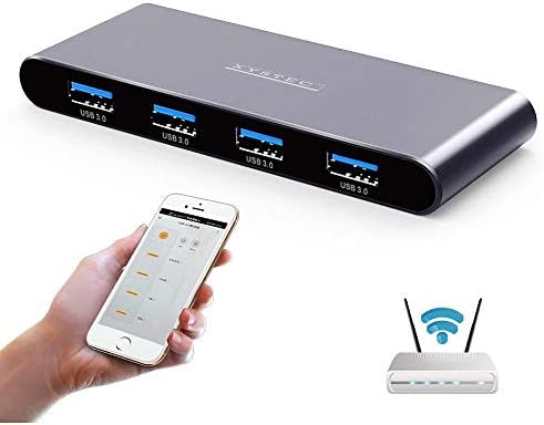 Xystec WiFi USB Hub: WLAN-USB-3.0-Hub mit 4 einzeln schaltbaren Ports, App, Sprachsteuerung (Funk US