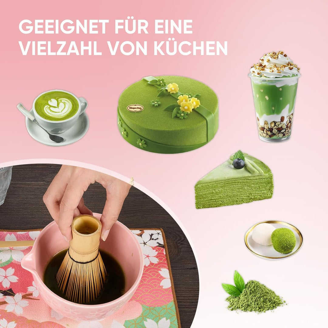Matcha Set Rosa, einschliesslich einer Keramik Matcha Tee Schale, Matcha besen und Halter, Sieb, Ges
