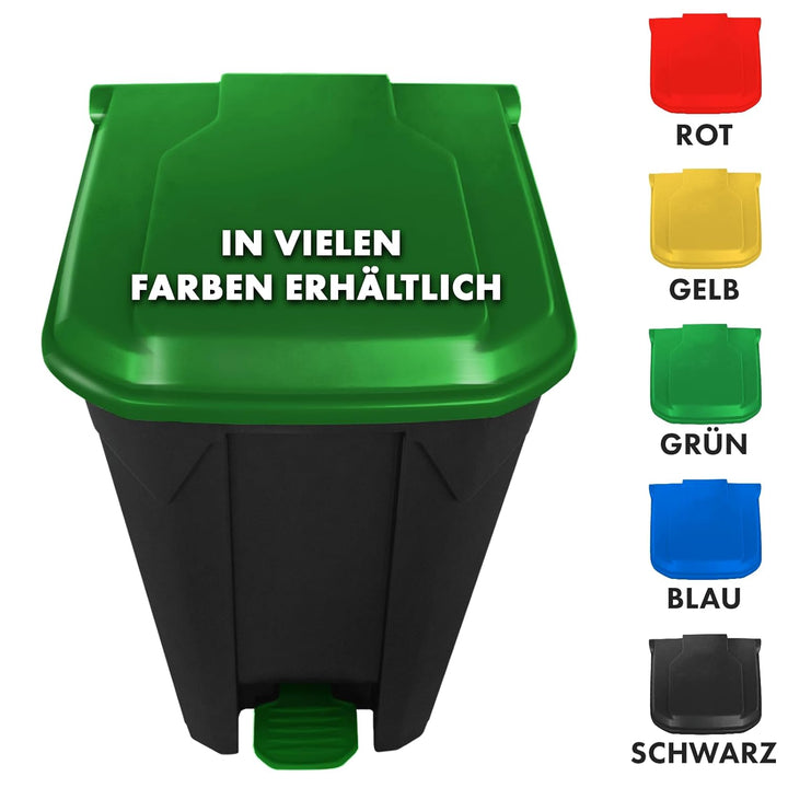 casa pura Mülltonne, Mülleimer 80 Liter, grüner Deckel, Abfalleimer für Küche und Büro, Mülltrennsys