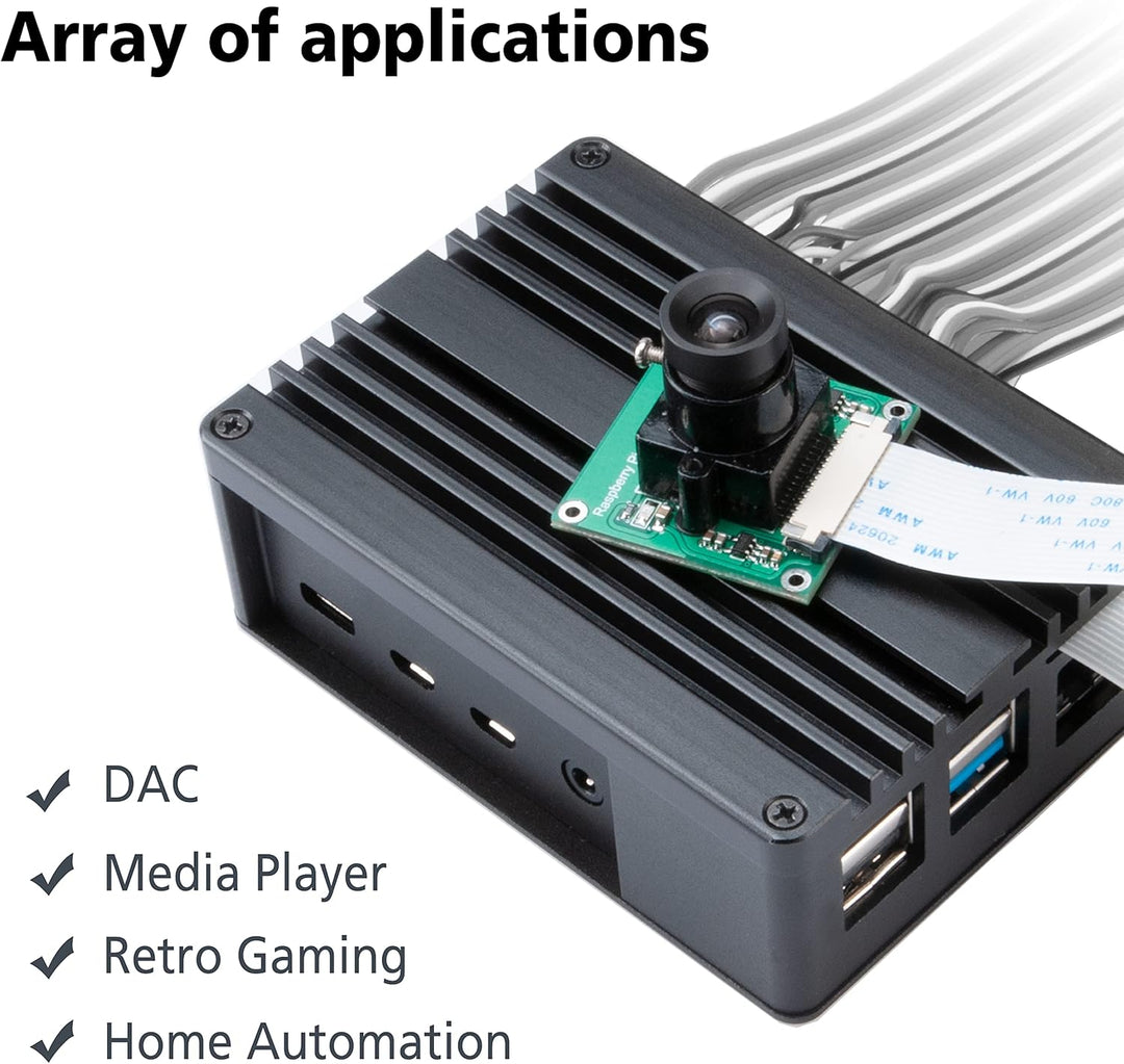 Akasa Pi-4 Pro | Lüfterloses Raspberry Pi 4 Gehäuse | Lüfterloses Gehäuse | Vollaluminium | Thermo-K