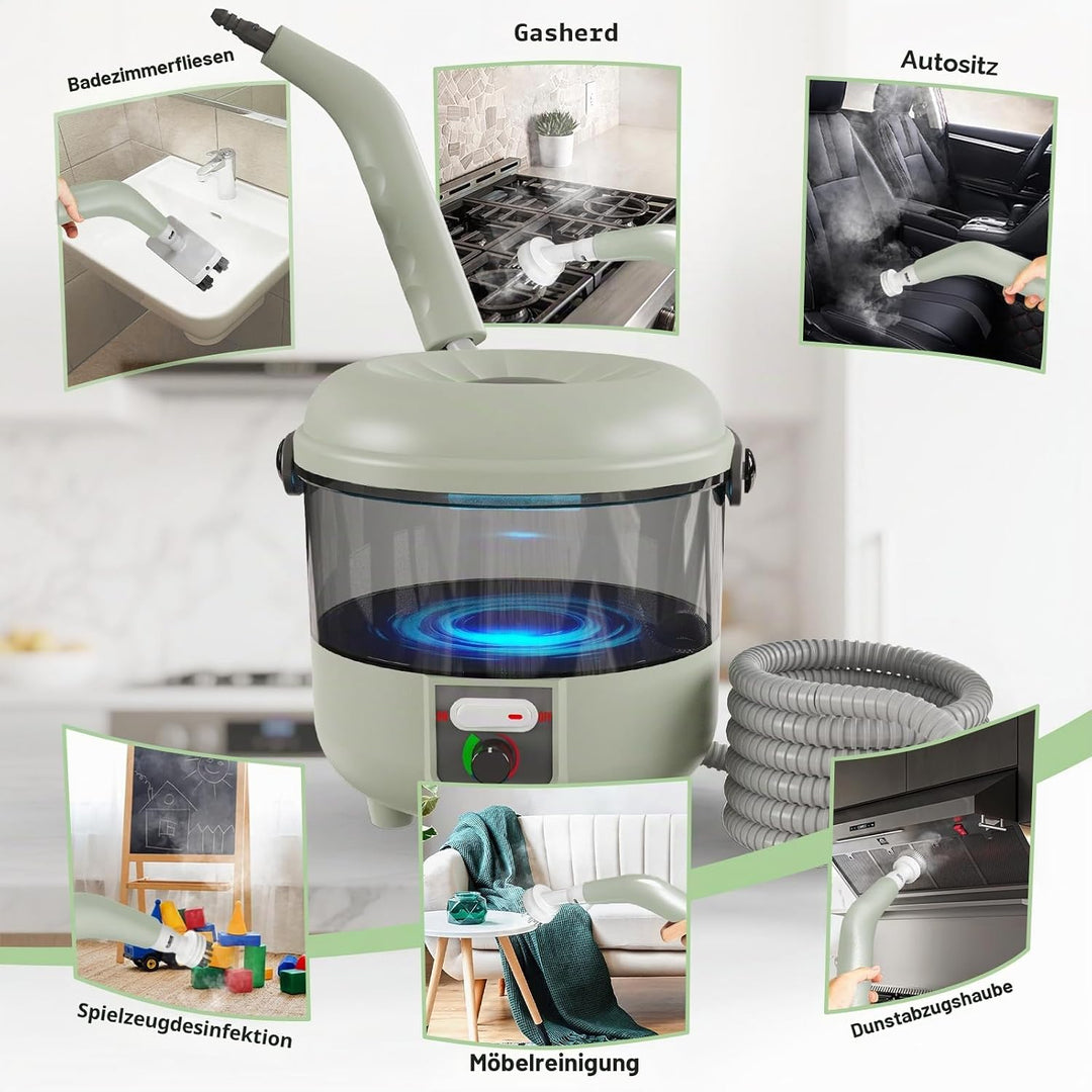 Dampfreiniger, 2500W Leistungsstarker Dampfreiniger Handgerät mit 6 Bürstenköpfen, Mehrzweck Steam C