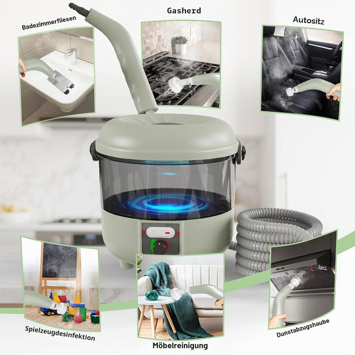 Dampfreiniger, 2500W Leistungsstarker Dampfreiniger Handgerät mit 6 Bürstenköpfen, Mehrzweck Steam C